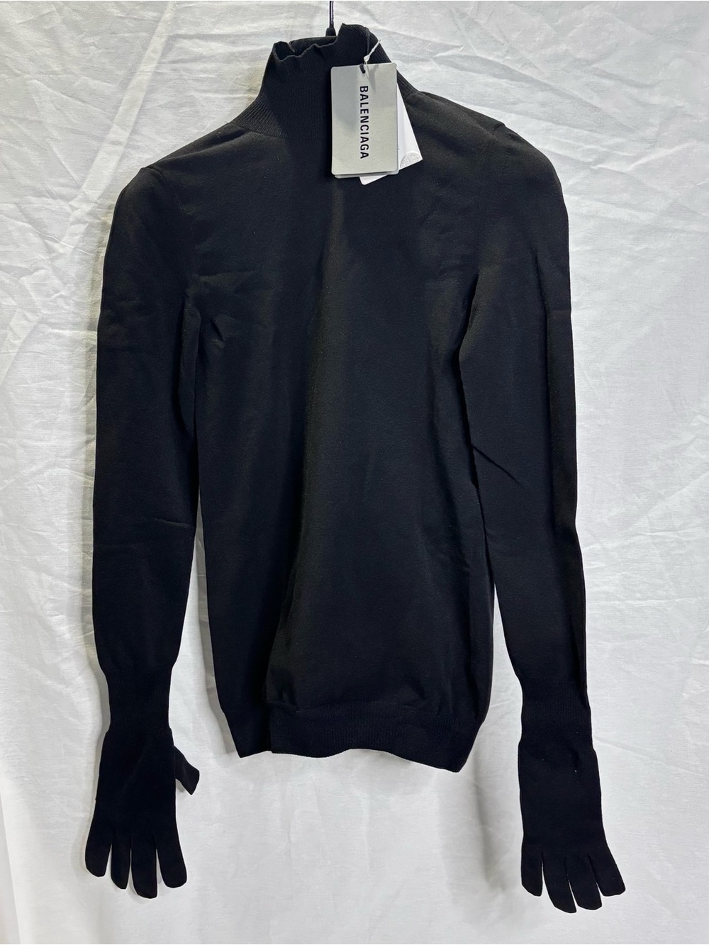 Balenciaga Black Turtleneck with Integrated Glove Sleeves